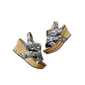 NEW Pierre Dumas Wedge Platform Sandals Snake Sz 10 M